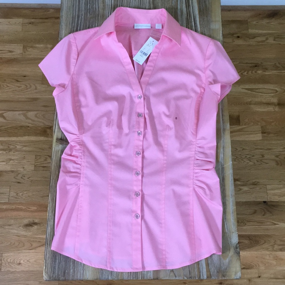 New York & Company v-neck button down shirt